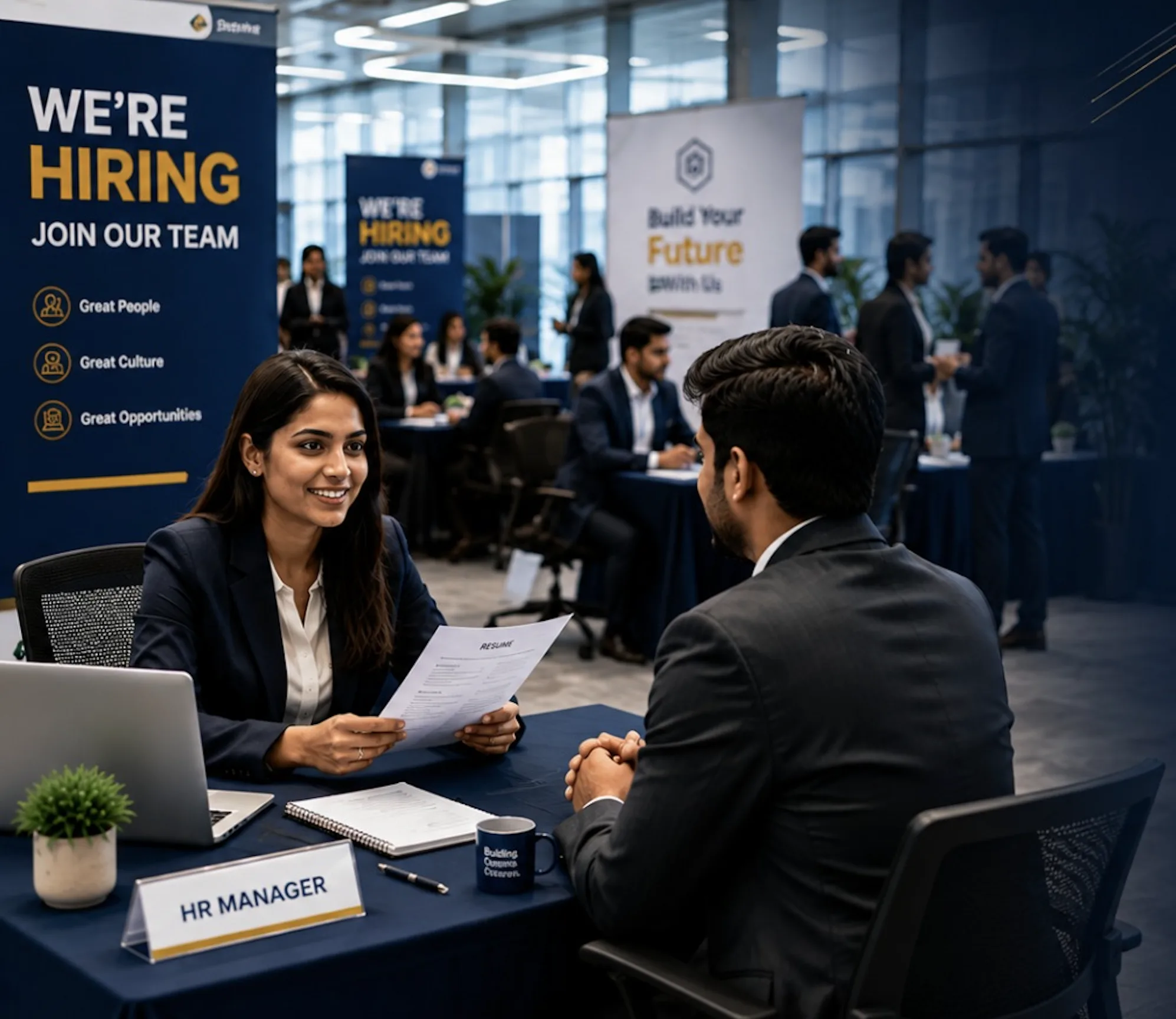 A candidate interviewing with an HR manager at SkillCircle